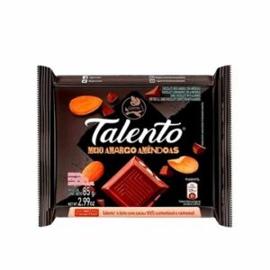 Chocolate garoto talento 85g meio amargo amendoas