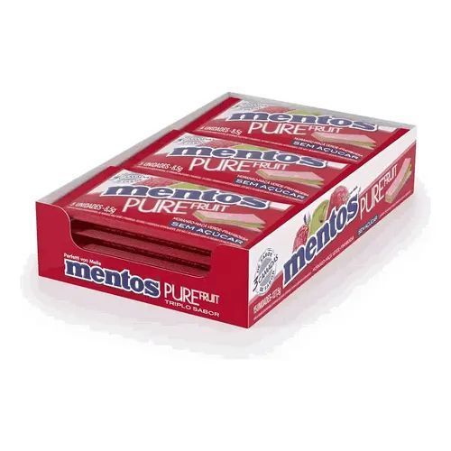 CHICLETE PERFETTI MENTOS 5S MORANGO DISPLAY C/15