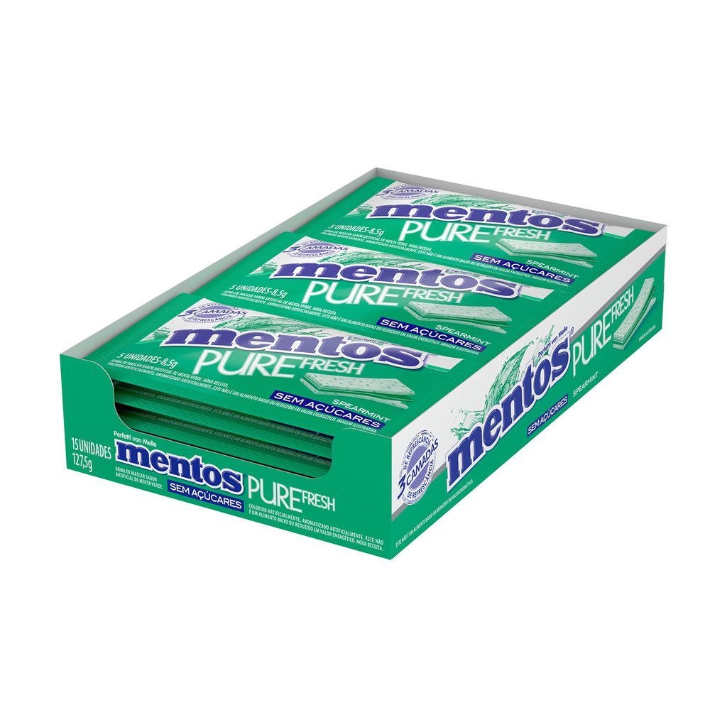 CHICLETE PERFETTI MENTOS 5S SPEAR MINT DISPLAY C/15